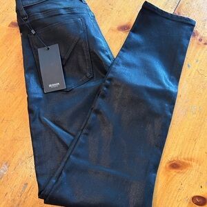 Hudson Black Coated Skinny Ankle Jeans